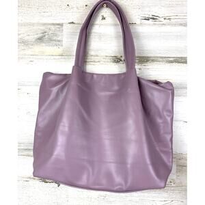Neiman Marcus Womens Purple Soft Vegan Leather Slouchy Boho Shoulder Bag NEW